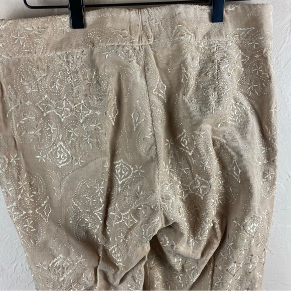 Antonio Melani Maxine Town Country Pants Tan Corduroy Embroidered Floral NWT - Picture 10 of 13